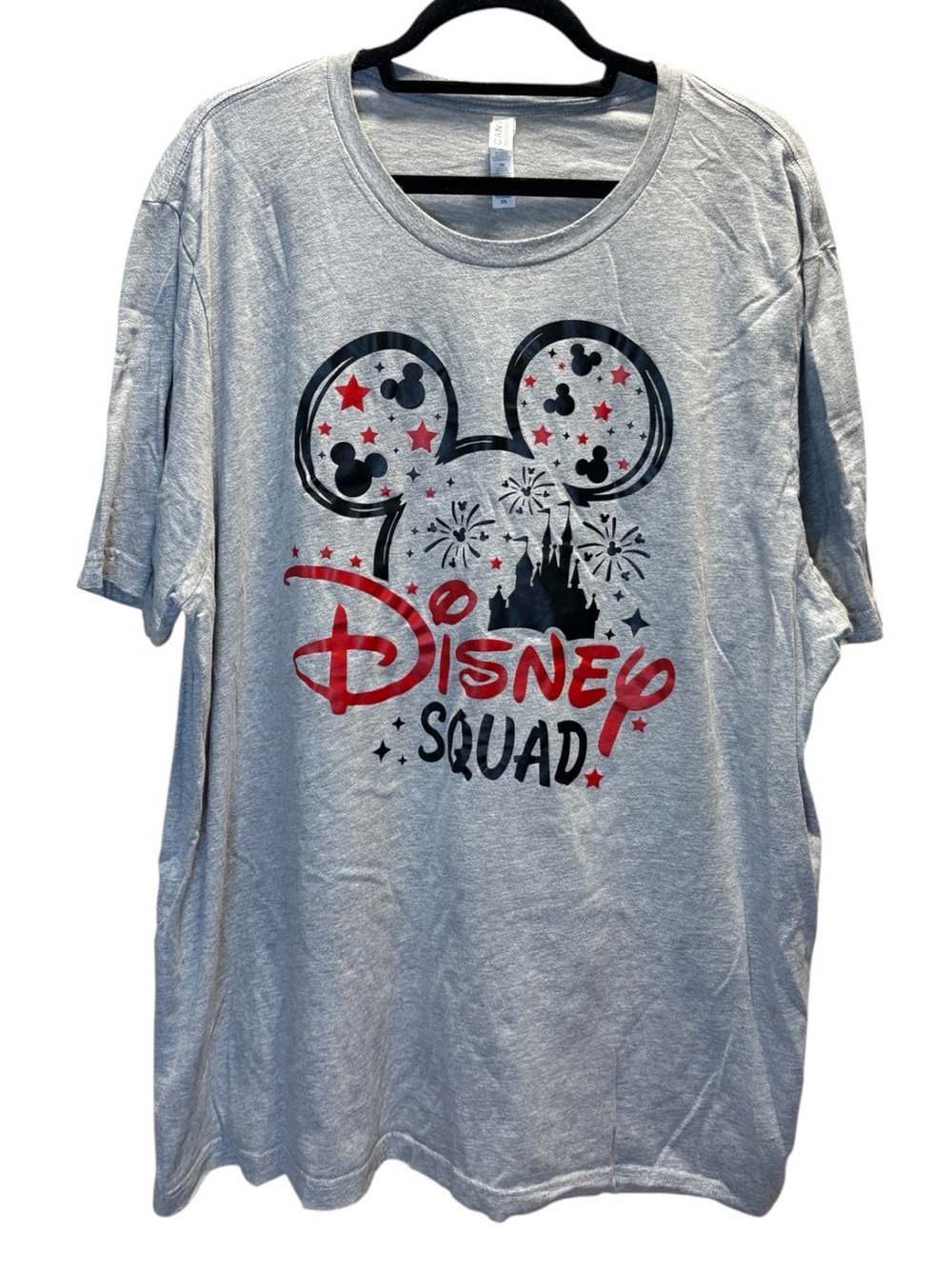 Bella Canvas Gray Disney Squad Graphic Tee with Red and Black Print